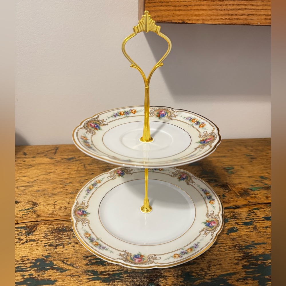 Elegant Two-Tier Porcelain Cake Stand